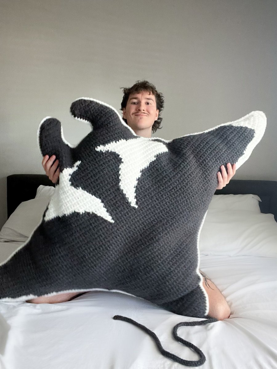 Crocheted a manta ray pillow!!