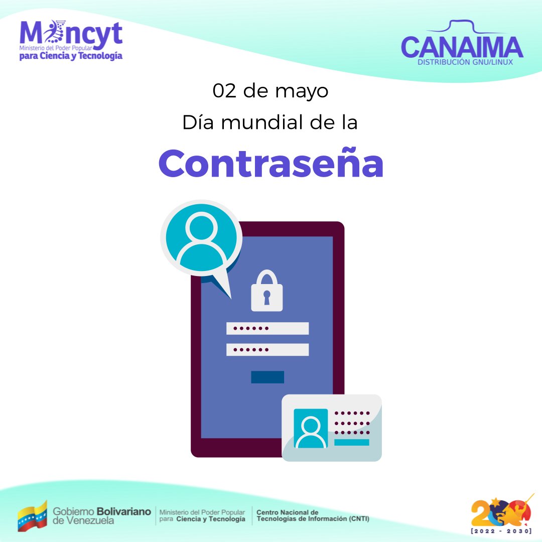 #TomaNota Hoy es el Día Mundial de la Contraseña. Y para celebrarlo Lee dejamos algunas recomendaciones. ⚪Mantén tus contraseñas actualizadas 🔑 🟣Usa un gestor de contraseña para administrar tus claves 🔐 ⚪Evita usar la misma contraseña para acceder a diversas cuentas🔓