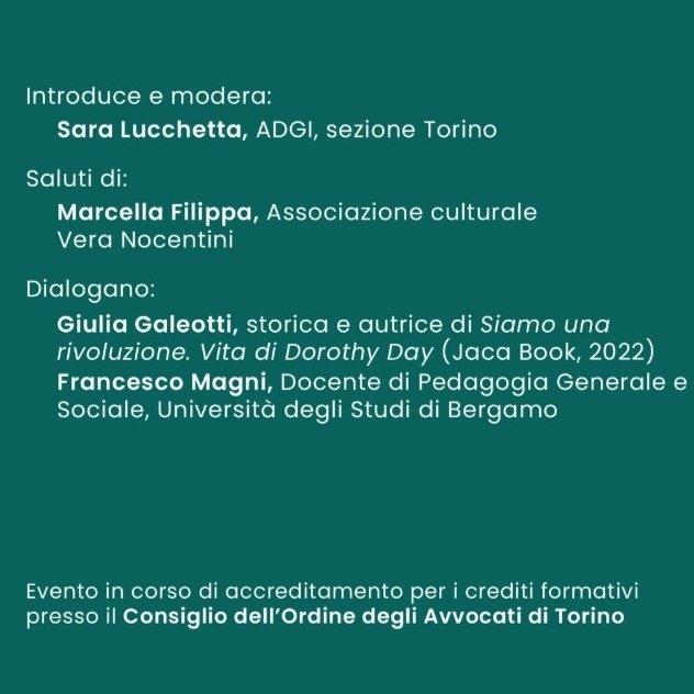 Evento organizzato dall' ADGI sezione di Torino in collaborazione con il Centro Culturale Pier Giorgio Frassati e l'Ass. Culturale Vera Nocentini.