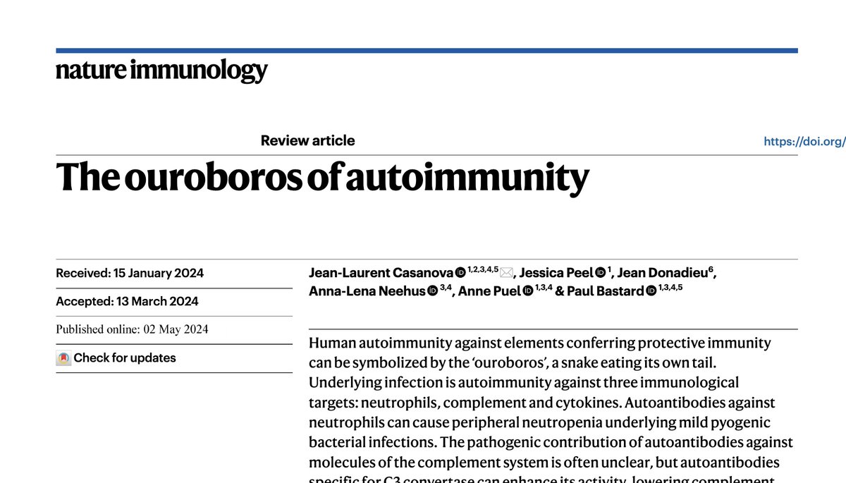 Casanova Lab (@casanova_lab) on Twitter photo 1/ We are happy to share our review on “The Ouroboros of Autoimmunity” published in <a href="/NatImmunol/">Nature Immunology</a>! (nature.com/articles/s4159…) 1/ We are happy to share our review on “The Ouroboros of Autoimmunity” published in <a href="/NatImmunol/">Nature Immunology</a>! (nature.com/articles/s4159…)