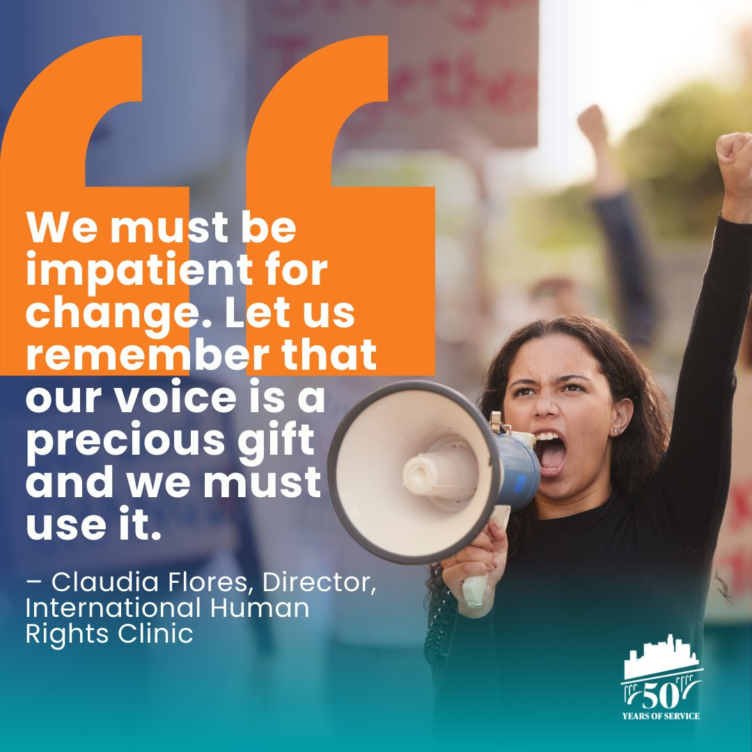 “We must be impatient for change. Let us remember that our voice is a precious gift and we must use it.”

– Claudia Flores, Director, International Human Rights Clinic

#InspirationalQuotes #ClaudiaFlores #SocialJustice #Empowerment #CivilRights #HumanRights #MakingADifference