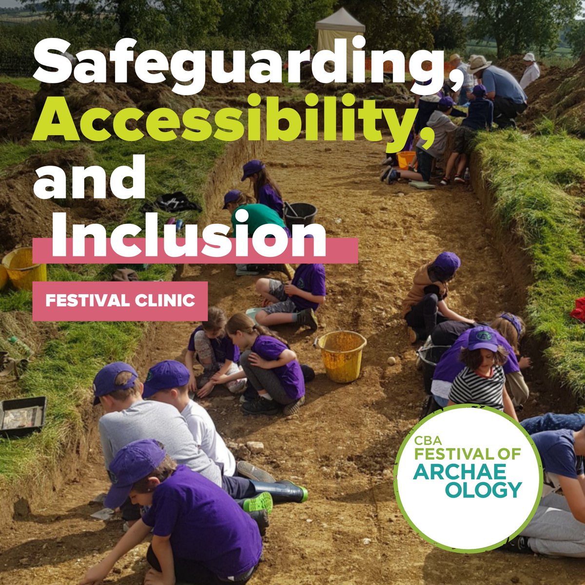 Our next #FestivalOfArchaeology Clinics are coming! 📣 Join us on May 8th for insights on safeguarding, accessibility, and inclusion. Our clinics are run to help you create a safe and fun experience. 🕒1- 2pm/6-7pm on Zoom Sign up here 👉archaeologyuk.org/get-involved/e… #Archaeology