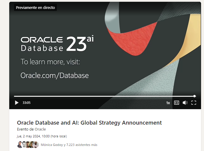 Más de 7000 participantes estuvieron en vivo en el anuncio de la estrategia global de Oracle Database.
#Oracle23ai

@oracleace @OracleLatam