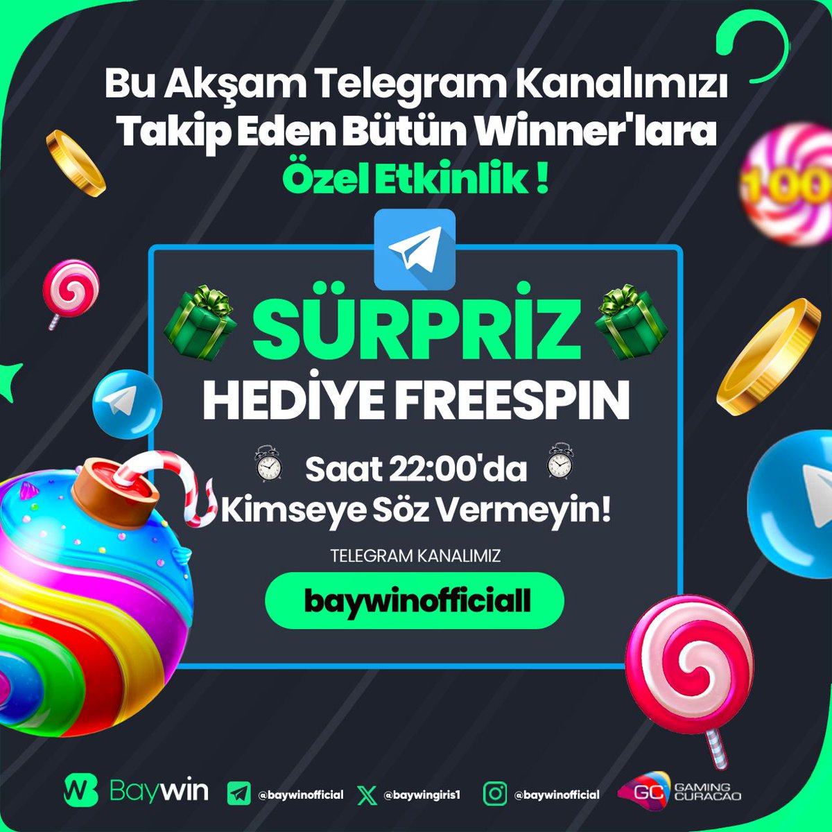 #baywin DEĞERLİ WİNNER'LAR HAZIR MISINIZ Saat 22:00'da Kimseye Söz Vermeyin TELEGRAM Kanalımızda Bomba Gibi Bir Etkinlik Olacak Telegram Adresimiz: t.me/baywinofficiall Detaylı Bilgi ve Giriş İçin : t2m.io/baywin-gir #baywin #baywingiriş