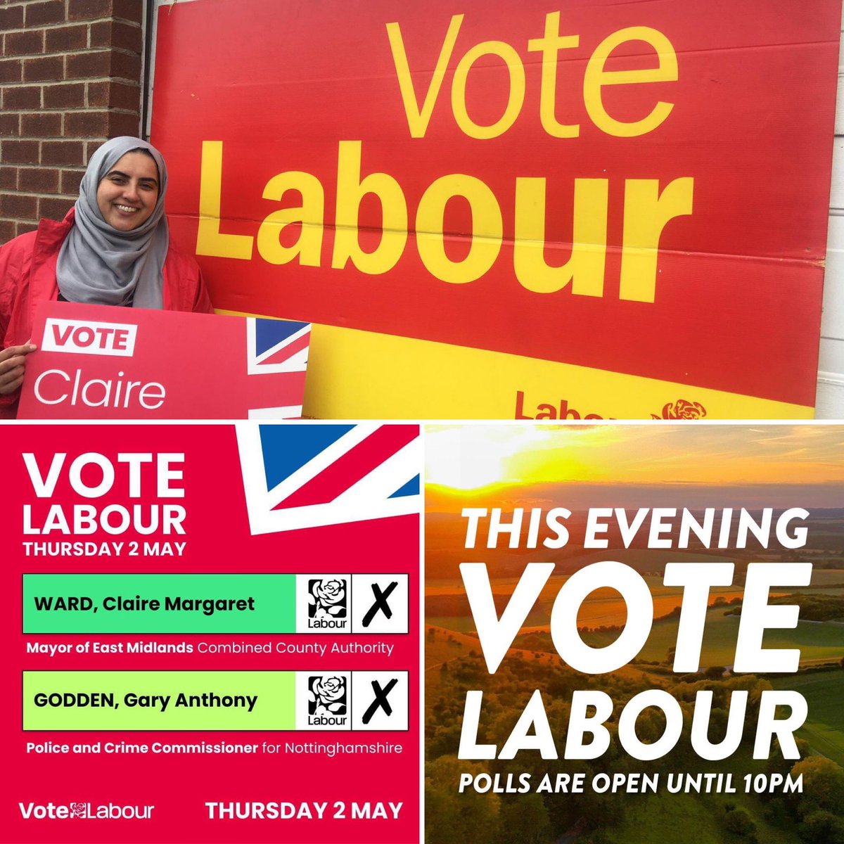The polls are open until 10pm this evening. Make sure you get out & vote if you haven’t already. Here in Notts, it’s all about @ClaireWard4EM & @gary_godden: the @UKLabour team with the plan to get a grip on transport, housing & safer streets across our region. #VoteLabour🗳️🌹