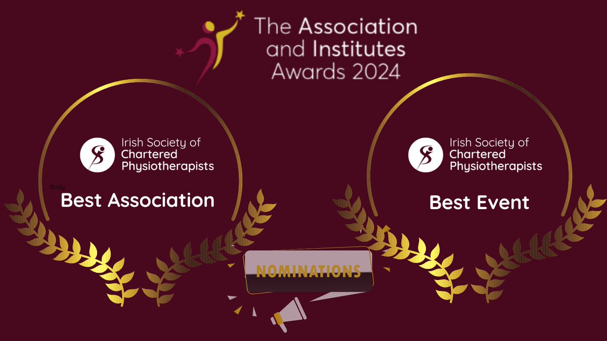 Have you heard that we've been nominated for two @AIAwardsIreland ? You can read our entries and find out more here iscp.ie/news/Were-nomi… #ChooseChartered #AskThePhysio #AlwaysAdvocating