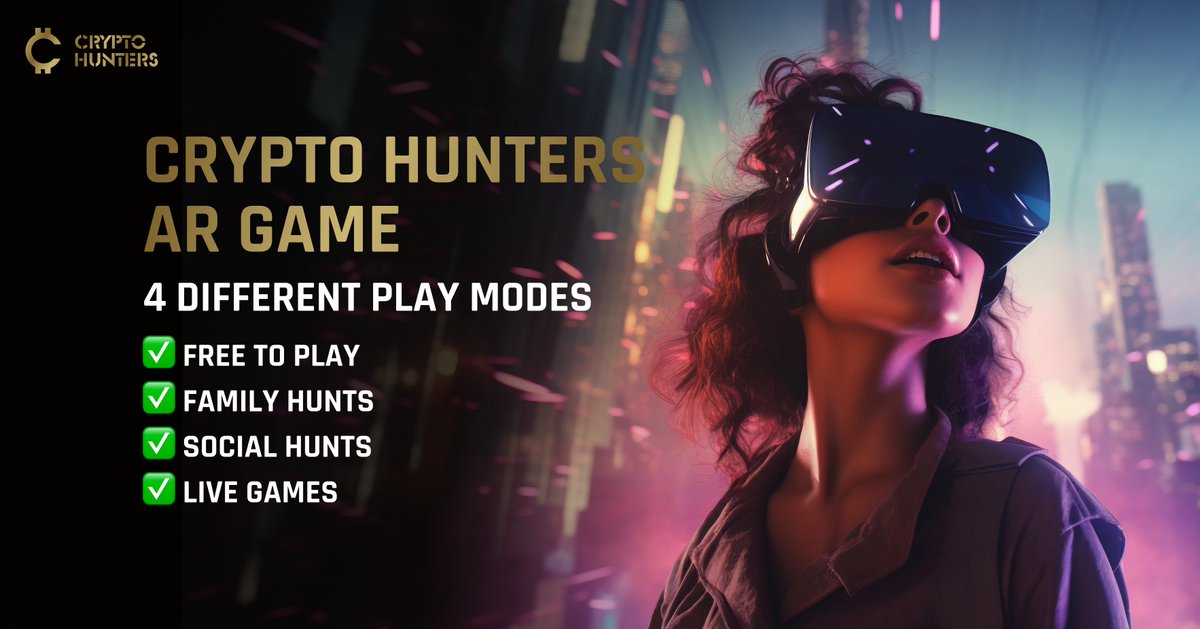These are the 4 different play modes within our Crypto Hunters AR Game:
-Free Game
-Social Hunts
-Live Game
-Family Hunts

↪️Check them out on our website
tr.ee/hglSy_NzNE

#jointhehunt #crypto #web3 #p2e #gaming