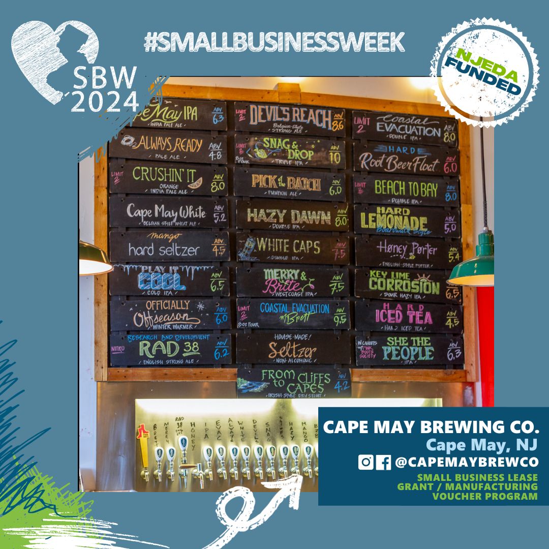 .@CapeMayBrewCo leveraged support from the NJEDA’s Small Business Lease Grant and Manufacturing Voucher Program to expand its operations, helping it become one of the most acclaimed craft breweries in the region. #SBW2024