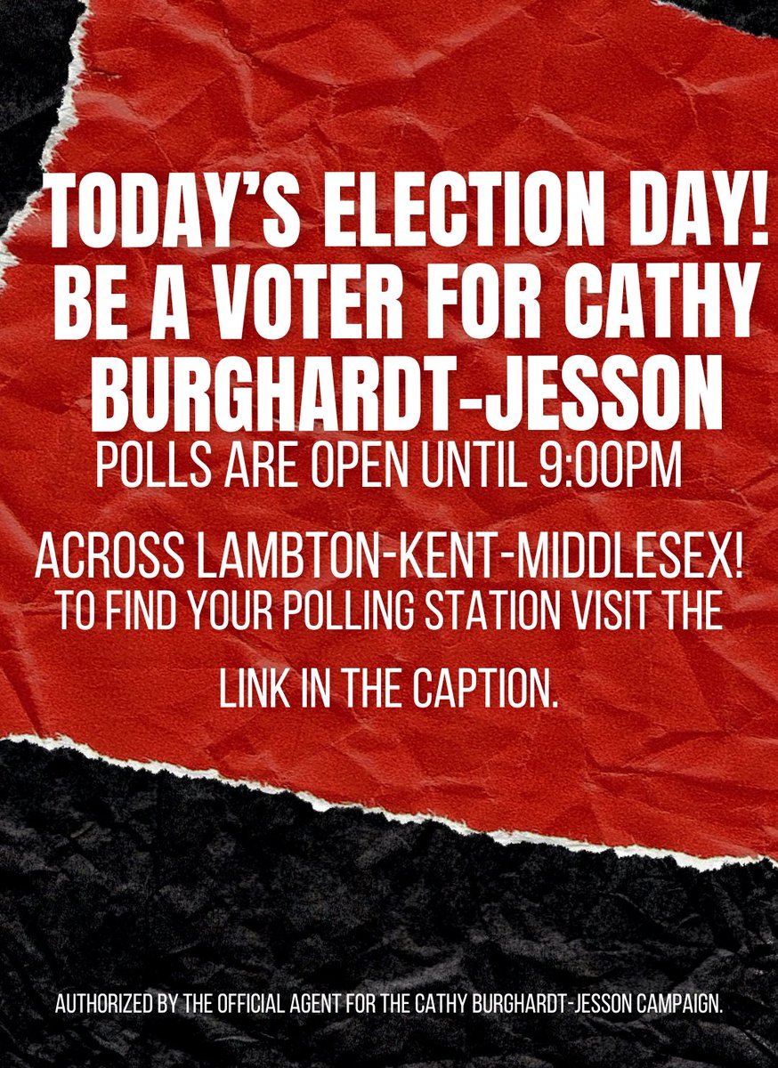 The polls are OPEN across Lambton-Kent-Middlesex until 9:00PM. Please make sure to get out and vote for strong, local representation for Lambton-Kent-Middlesex by being a voter for @lucancbj! Link to find your polling location: …terinformationservice.elections.on.ca/en/election/8-… #olp #cdnpoli #onpoli