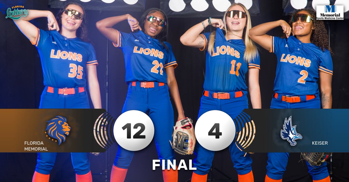 FINAL | 5 Innings FMU 12 @KUSeahawks 4 Florida Memorial wins its first @SunConference Softball Tournament game in program history! On to the next round! GO LIONS!! #Lions #hbcu #FlordaMemorial 🦁🥎