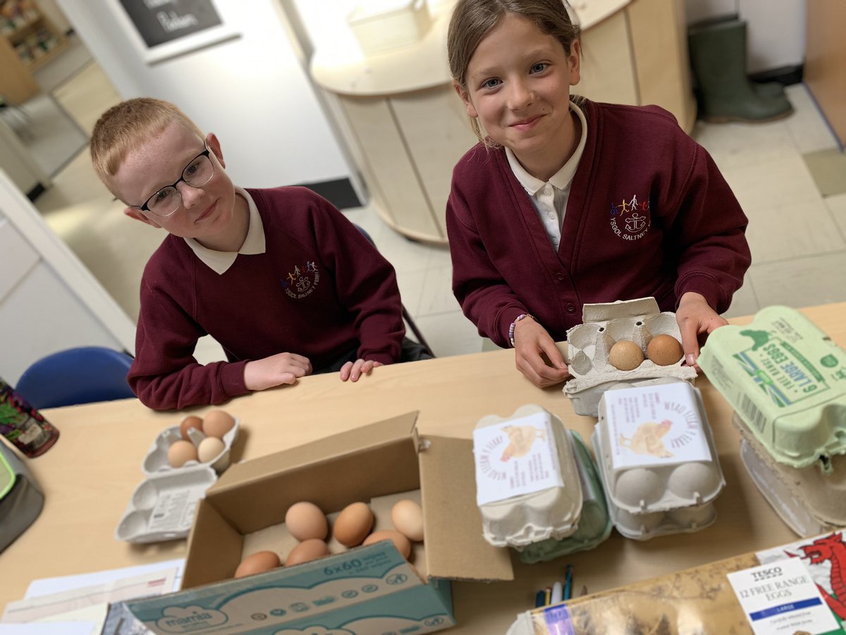 Two of our egg-cellent helpers cracking on with boxing. Laying the the foundations for our newest venture 🐔 🥚 🍳 #entrepreneurialskills #ambitiouscapable #ffermyferry #ysgolsaltneyferry