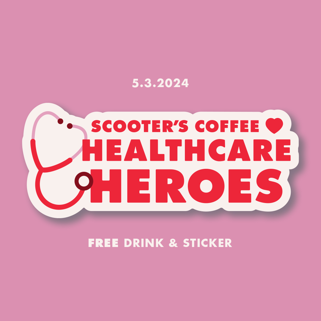 ❤️ Healthcare Heroes, tomorrow is for you! Enjoy a FREE drink*, any kind and any size on 5.03. The first 50 healthcare heroes will also get this adorable sticker! *1 per customer with valid healthcare ID. Not available for mobile order ahead. 5.03.24 only. #scootonaround