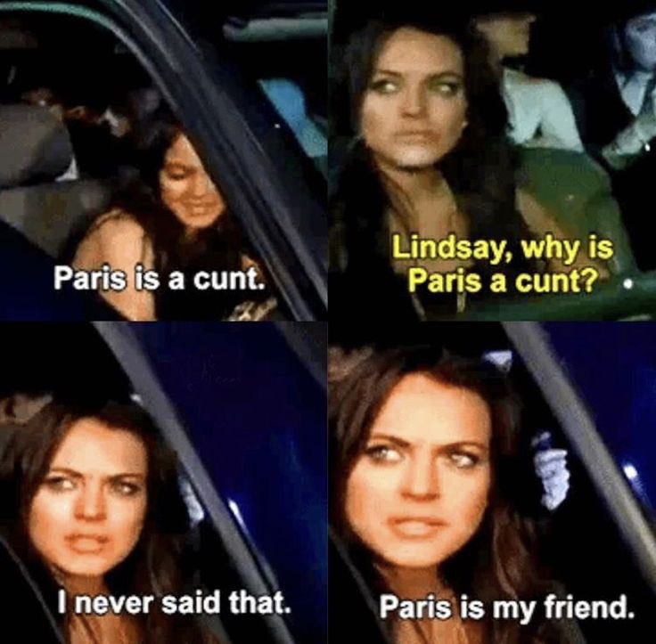 lindsay lohan insulting paris hilton and retracting in less than 10 seconds, 2006