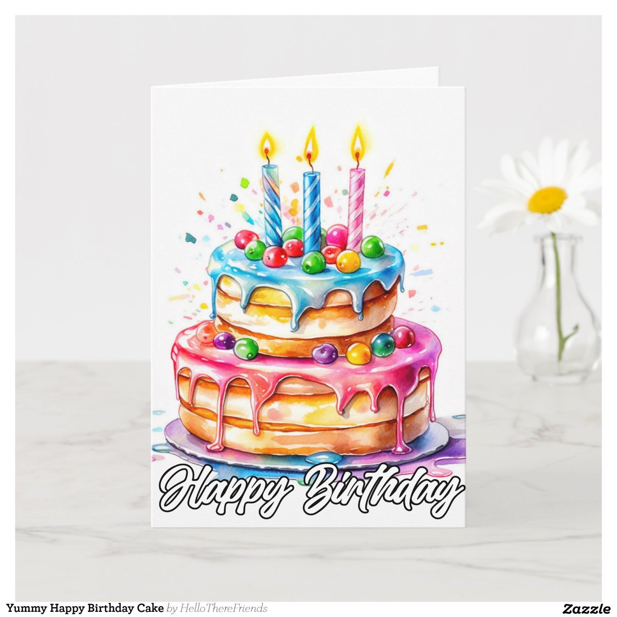 $3.21
Yummy Happy Birthday Cake Card.
CUSTOMIZE WITH YOUR OWN TEXT→zazzle.com/z/zhyc9k7g?rf=…

#GreetingCards #BirthdayCards #HappyBirthday #BirthdayParty #BirthdayCake #Friends #Family