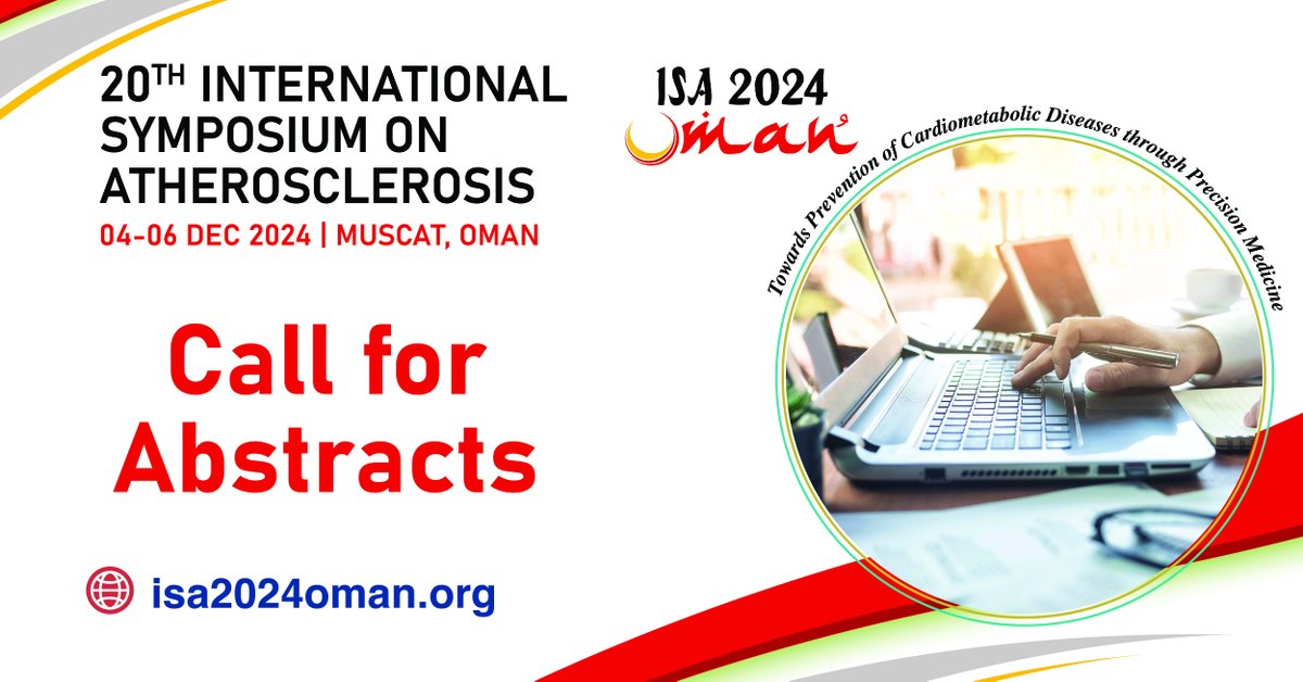 The deadline for abstract submissions is coming up on May 30 for the 20th International Symposium on Atherosclerosis. Don’t miss this opportunity to present your research in Muscat, Oman!

Learn more & submit your abstract today ▶️ bit.ly/3ThAngc #ISA2024