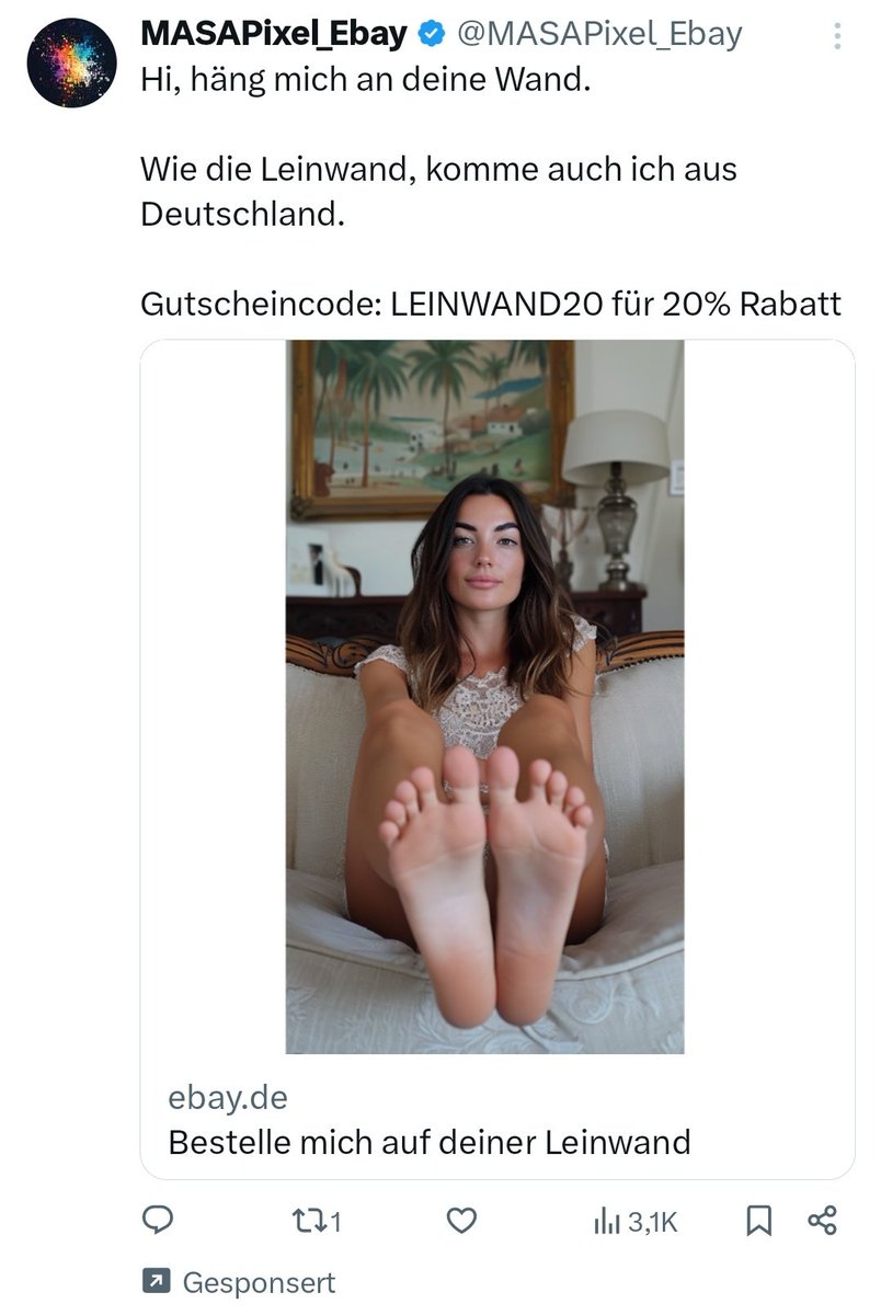 Was bitte ist das für eine Werbung? Für Fuß-Fetischisten? 😂😂😂