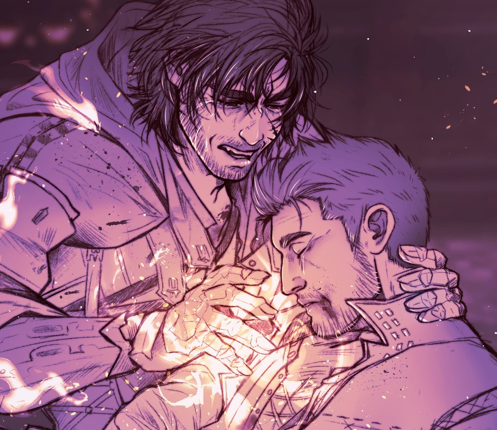 (repost) One of my fav sketch-drawing I've done last year. It may be sketchy, I was so happy with their faces there ! ⚡️🔥 Scene from 'Trails of Fire and Lightning' of @/disishistory who's one of my fav fic writer around 💕