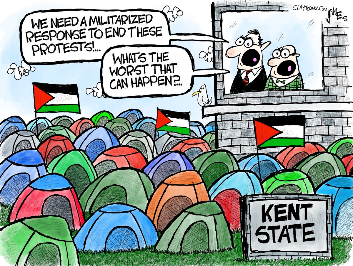 claytoonz's tweet image. What&apos;s the worst that can happen? #CollegeProtests #CollegeStudents #KentState #Palestine #Israel #Gaza #universityprotests