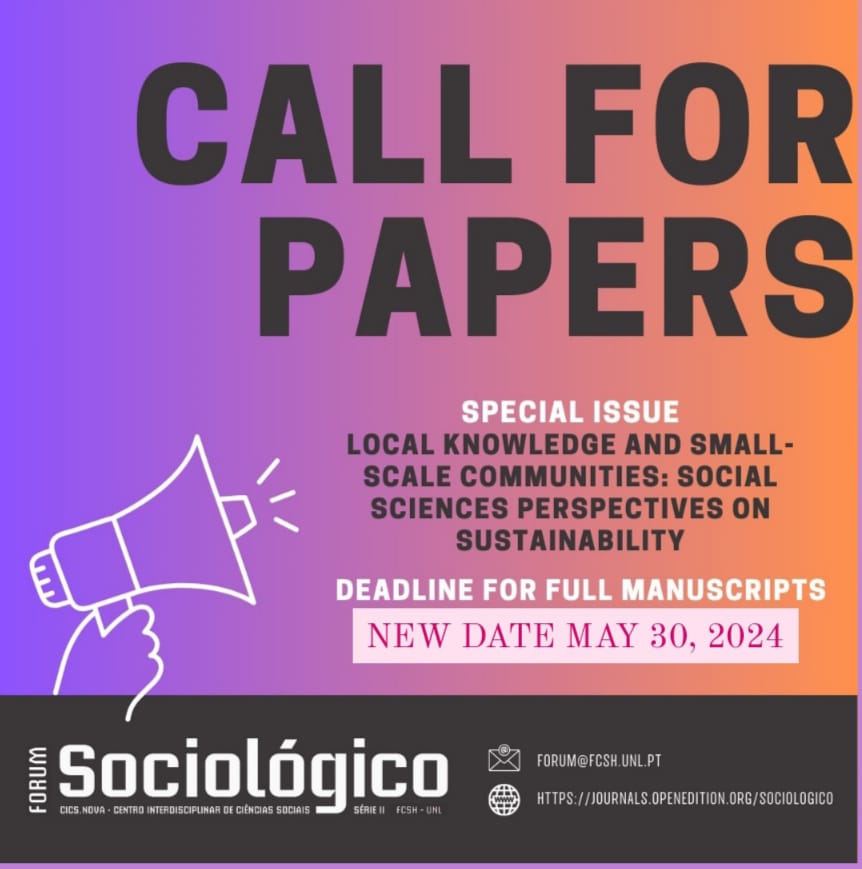 ⚠ Our #cfp for a Special Issue of the Forúm Sociológico Journal on #LocalKnowledge and Small-Scale Communities: #SocialScience Perspectives towards #Sustainability, has a new extended deadline: now submit your papers until May 30th. 📢