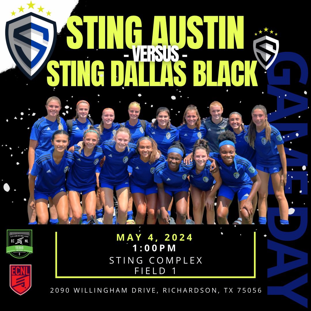 🚗Roadtrip! 
📆 5.4.24
📍Sting Complex
⏰1:00pm
🔥LET’S GO🔥

Coaches, please join our two matches this weekend!

#stingaustinecnl #stingatx08ecnl #ecnl #leadersplayhere #braveboldone