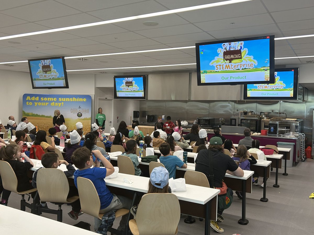 Today we're participating in the @Nutrition4Learn StemDen event at @ConestogaC Waterloo Campus. For the first half of the day, students made Soy energy bites and got a tour! This afternoon two classes of grade 3 students presented to a panel of judges on their granola bars.