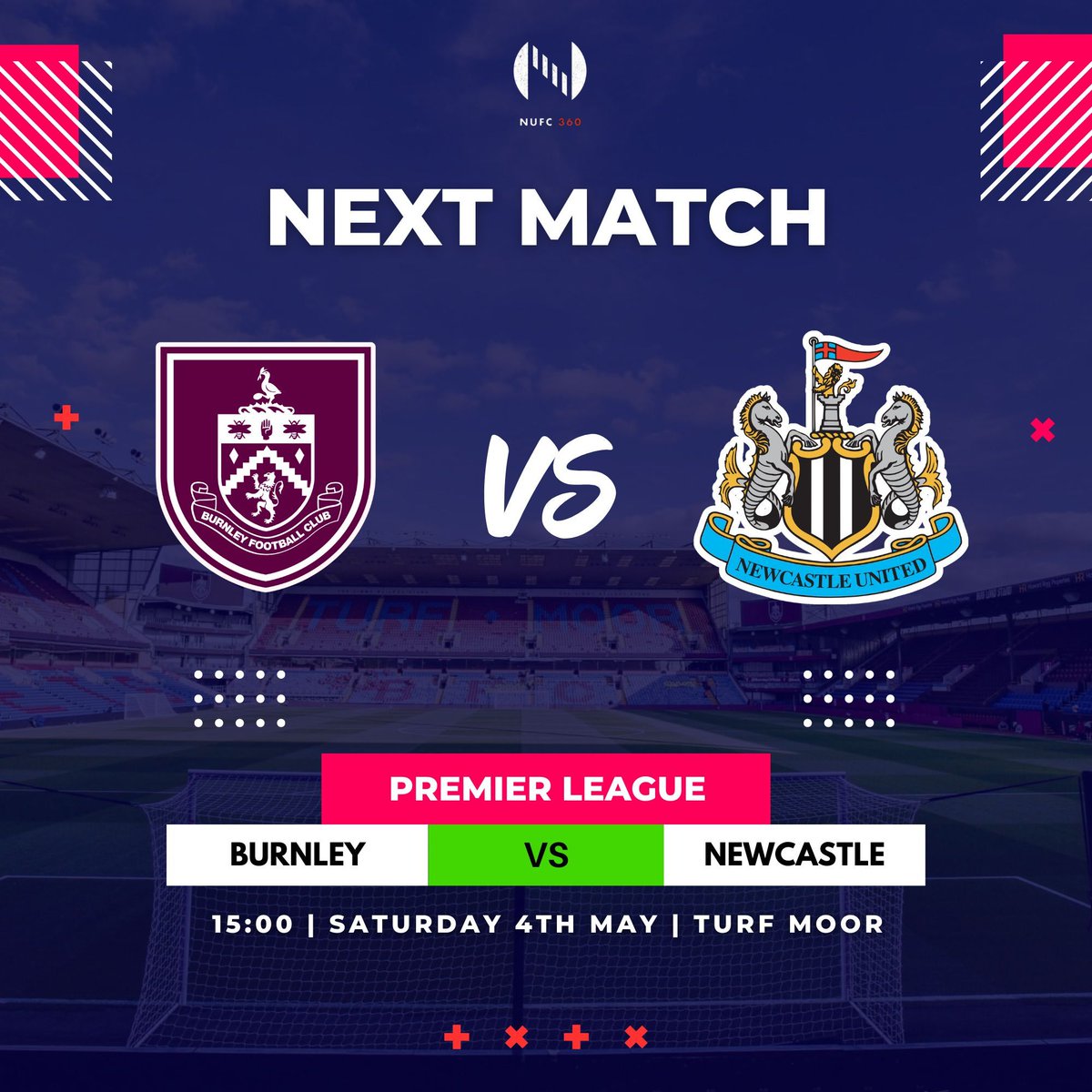 🔜 | Our Next Game. 🆚 Burnley FC 📍 Turf Moor 🕒 3:00pm 🏆 Premier League 👤 Vincent Kompany #NUFC
