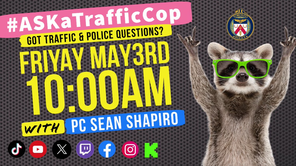 Join me Friday morning at 10am for the #FriYAY ASKaTrafficCop where you get answers to your #Traffic & #Police questions. 

Watch replays via YouTube.TrafficCop.ca
or listen at ASKaTrafficCop.TrafficCop.ca 

Visit TrafficCop.ca for all our social media and useful links or…