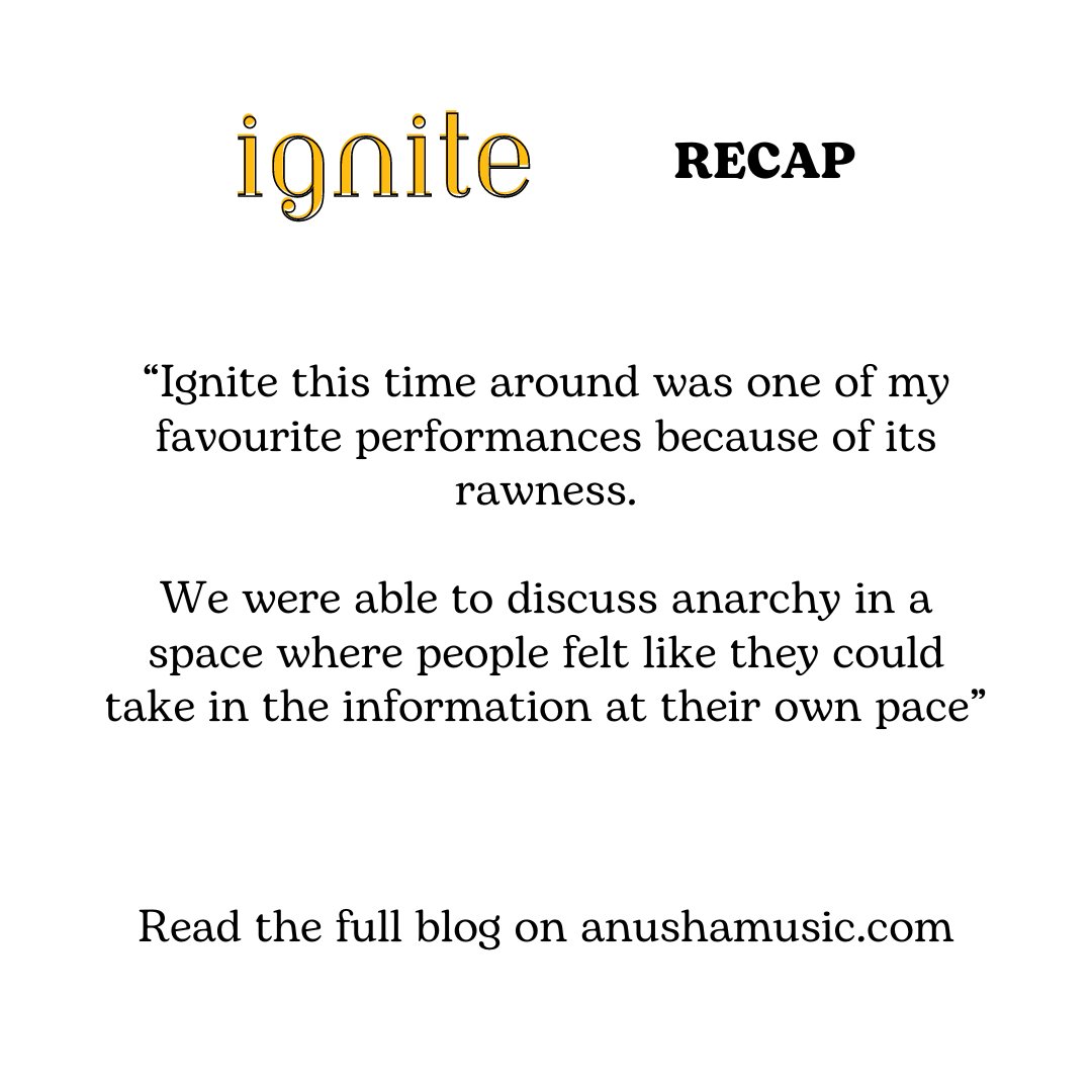 Ignite was a dream. And it made me realise
truly why we do this.

Support the virtual space. Support marginalised
artists.