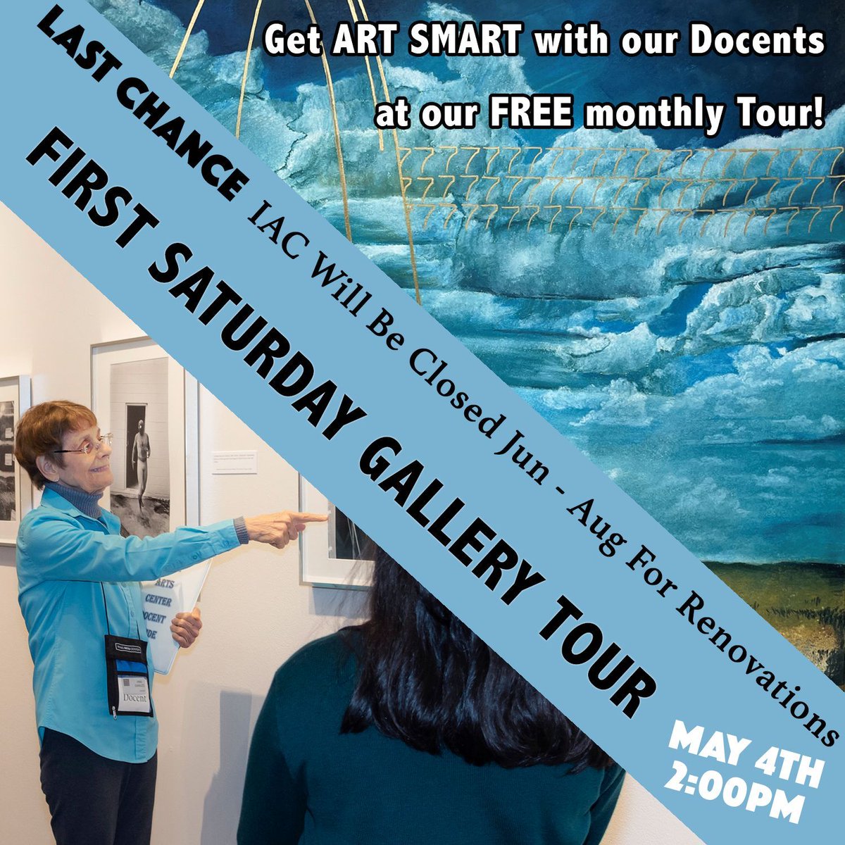 It's FREE to tour with our amazing Docents! Only twice a month, and after May we won't be back until September! So come on by before our exhibits are down! #docentlead #docenttour #artexhibit #firstsaturday #irvingtx #irvingarts #artgalleries #irvingevents #lastchance