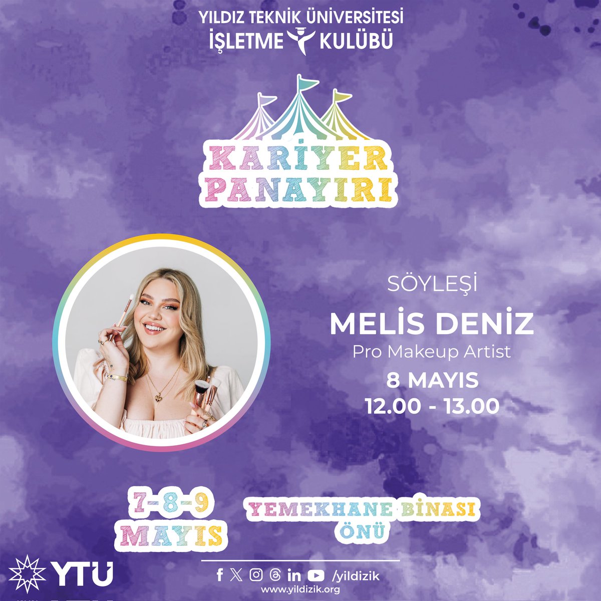 Yayınladığı videoları, yaptığı makyaj sanatıyla insanları büyüleyen Melis Deniz, 8 Mayıs saat 12.00’de Kariyer Panayırı’nda!