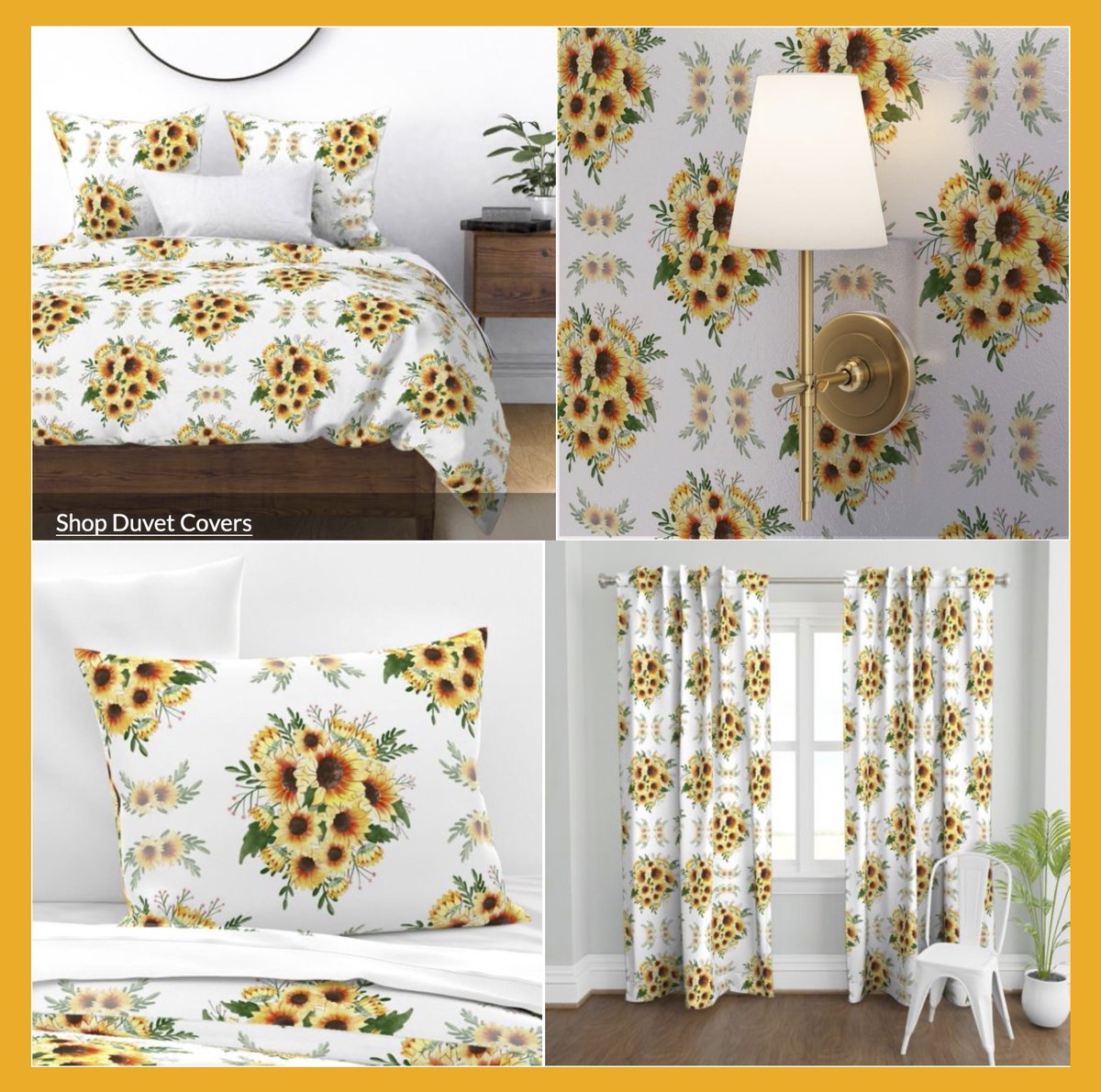 -'Sunflowers Bouquet'- a seamless pattern design at : spoonflower.com/profiles/melly…. Thank you for RT and Supports. #homedecor #mothersdaygift #floralart #giftideas #bedroom #flowers