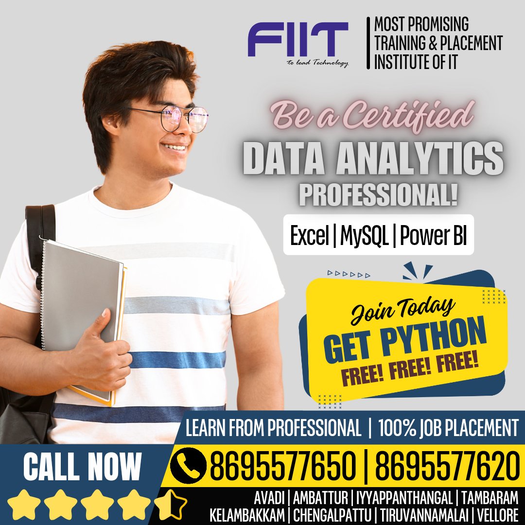 fiitformacion's tweet image. 📊 Unlock your career potential with FIIT - The Most Promising Training & Placement Institute of IT!
#dataanalyticsmasterclass #dataanalyticsmastercourse #dataanalytics #dataanalyticsjobs #dataanalyticstraining #dataanalyticscourse #DataAnalyticsSolutions