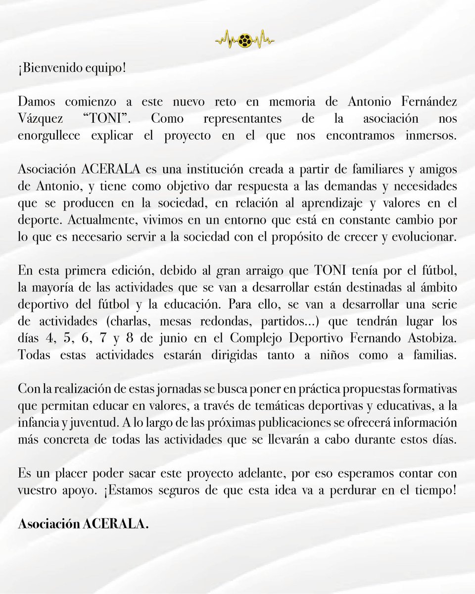 Hola a todos. De forma personal, me gustaría presentaros este proyecto hecho desde el corazón y cariño más absoluto. Os agradezco la difusión y el apoyo. <a href="/eldeporteeduca/">El Deporte Educa</a> 🫶🏽

¡Millones de gracias!