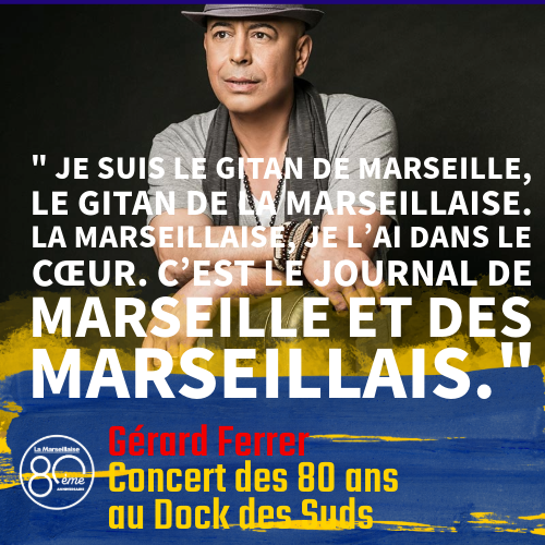 🍾Concert des 80 ans de La Marseillaise au Dock des Suds, Gérard Ferrer sera là ! 
Réservez votre place pour vendredi 3 mai 👇tinyurl.com/5bfehbrx

 #concert #LaMarseillaise80ans #anniversaire