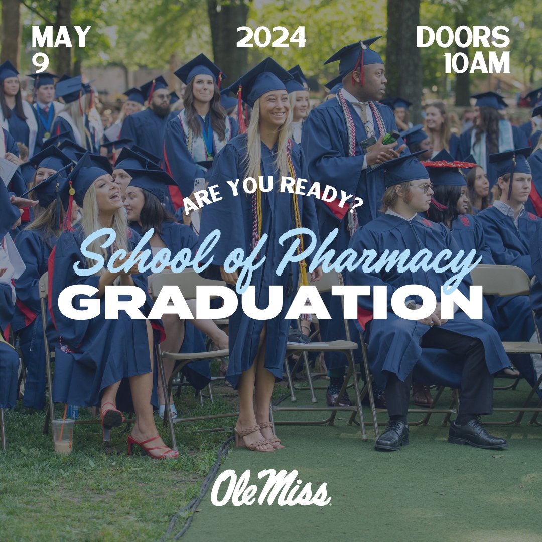 The University of Mississippi School of Pharmacy will hold its 2024 Commencement Ceremony at 11 am, Thursday, May 9th, at the Sandy & John Black Pavilion. To watch the live stream of the ceremony, click here! bit.ly/3y8EbYH