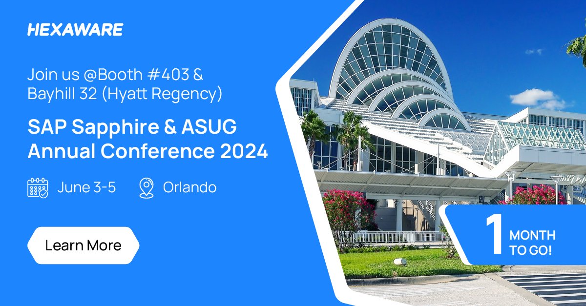 With just over a month to go for #SAP Sapphire 2024, we're gearing up to showcase cutting-edge SAP solutions & innovations. Mark your calendars & visit us at booth #403/Bayhill 32 (Hyatt Regency). bit.ly/44pJ6AI
#SAPSapphire #ASUGAnnualConference #ERP