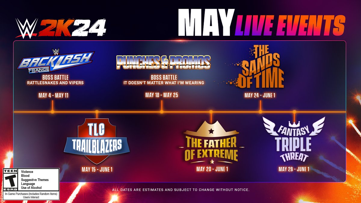 It's getting a lil' heated in the ring ☀️ Check out the May Live Events calendar for MyFACTION in #WWE2K24, beginning May 4!