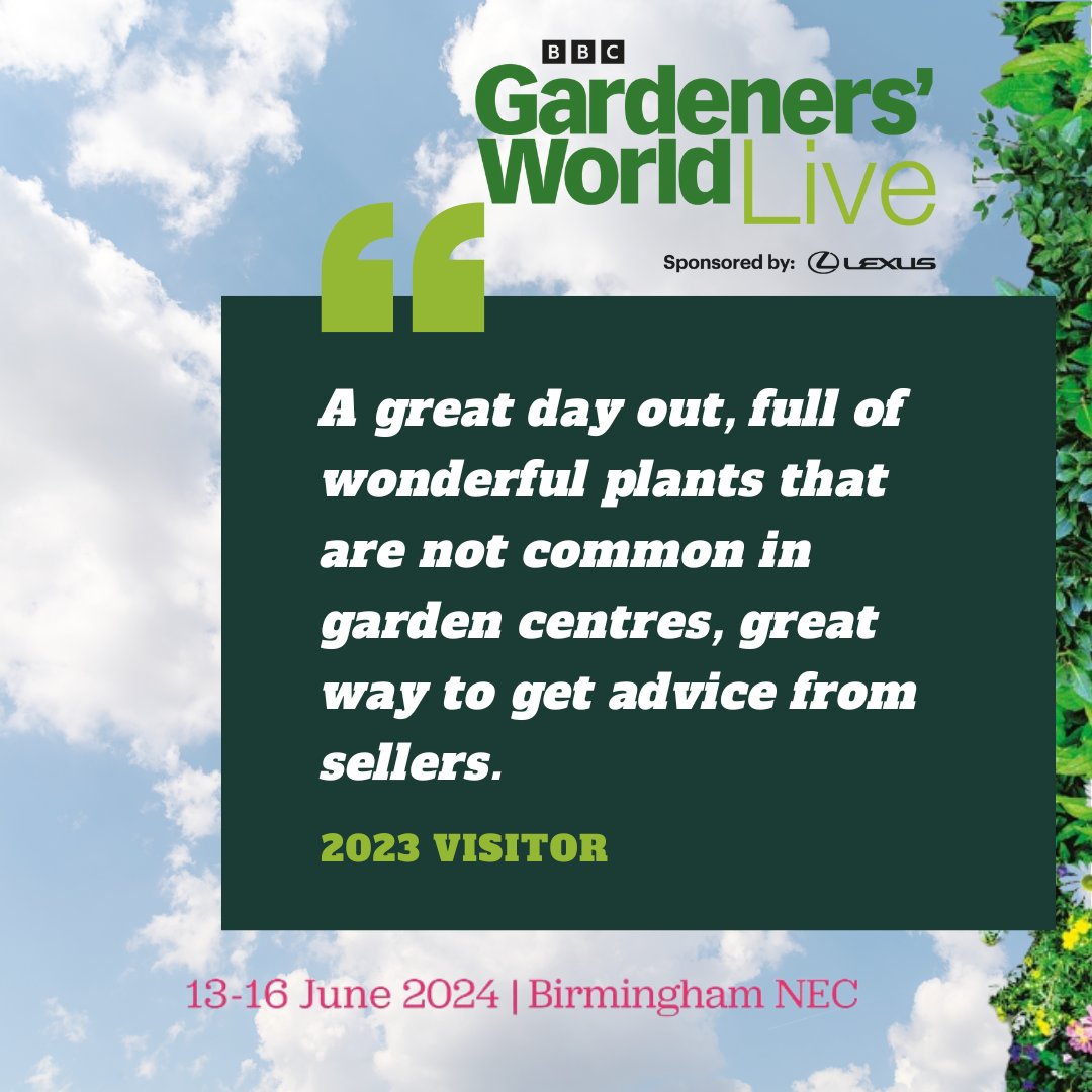 Don't miss out on the chance to discover rare plants and glean expert advice not found in your average garden centre. Join us for another fantastic day of green inspiration 13-16 June at Birmingham's NEC! 🌱  bbcgardenersworldlive.com/whatson/floral…