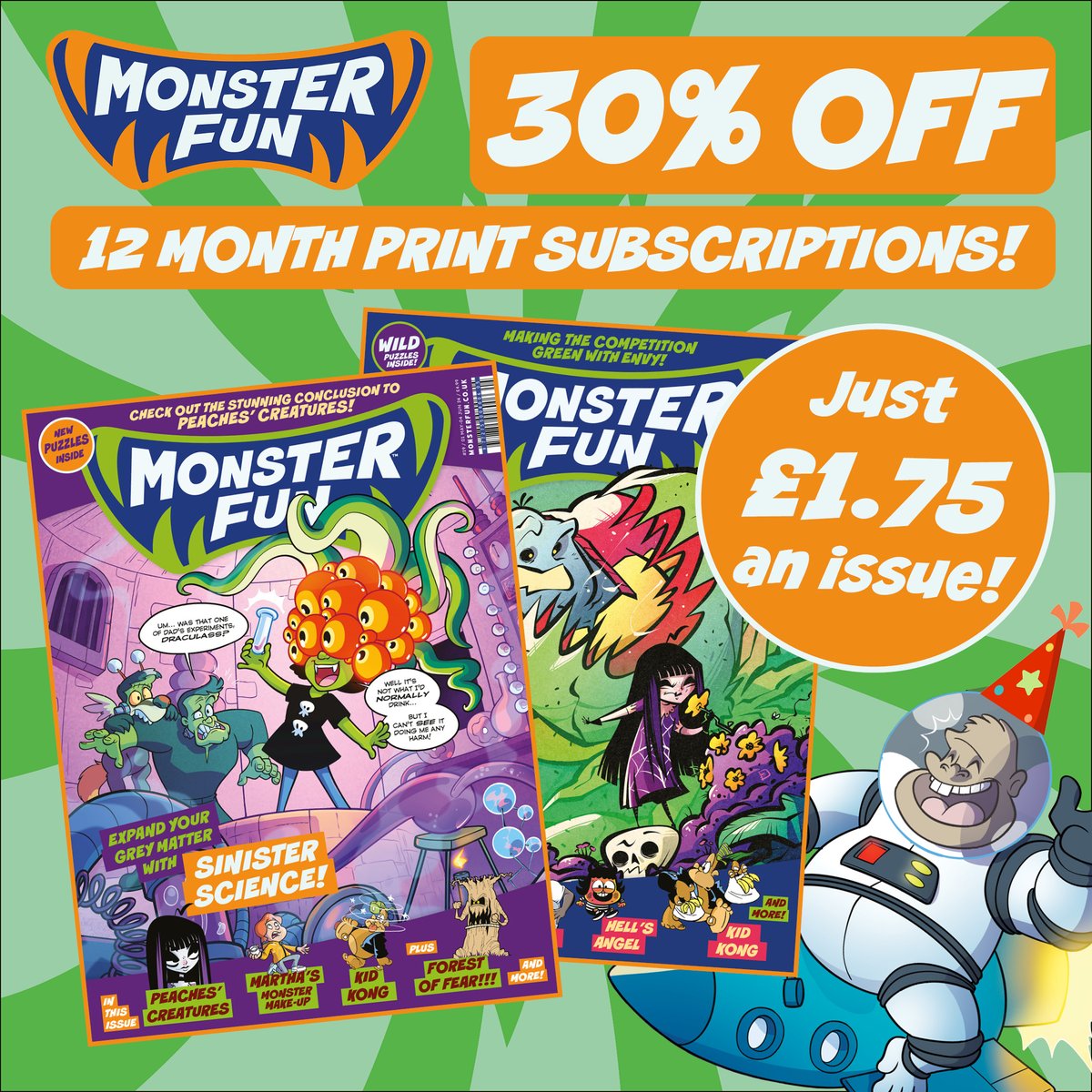 🚨 SPECIAL OFFER ALERT! 🚨 There's still time to secure 30% off #MonsterFun for a whole year! Get 12 issues of our brilliant #comic for just £21! Must end VERY SOON! Subscribe now - before it's too late! 👉 monsterfun.co.uk/SubscribeApril…