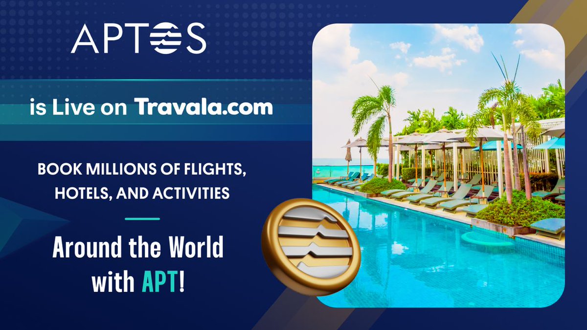 📢 EXCITING NEWS: Aptos is now integrated on Travala! @aptos is transforming how we interact with the blockchain, $APT facilitates seamless digital transactions for everyone. Book your next adventure with $APT and explore hotels, flights, and fun activities worldwide! 🌍✈️