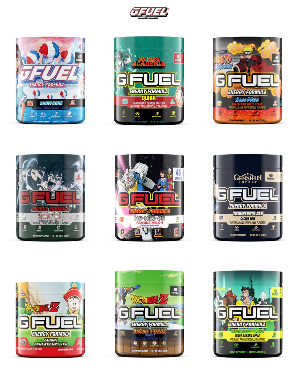 ❤️ 𝗥𝗧 + 𝗙𝗢𝗟𝗟𝗢𝗪 to win a #GFUEL ANIME Energy Tub of your choice! 2 winners picked this weekend in honor of #aniMAY!

🛍️ 𝗦𝗛𝗢𝗣: GFUEL.ly/animay-reanima…