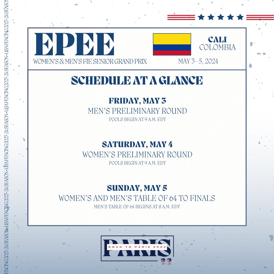 Saying 'buena suerte' to our Women's and Men's Epee teams as they travel to Colombia for their final Grand Prix of the season. 🇨🇴 fie.org/competitions/2…