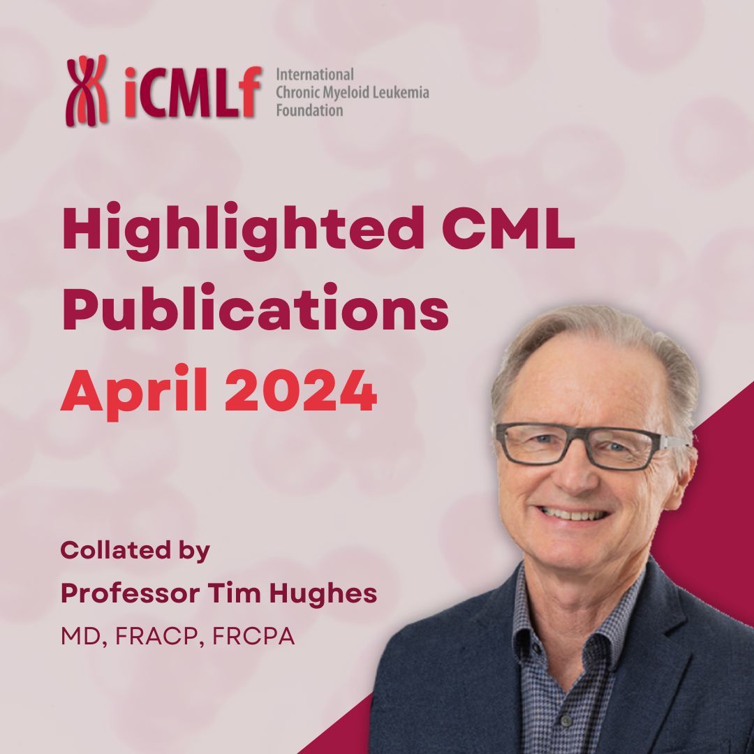 Our April Papers of the Month, curated by Professor Tim Hughes, are now available. View the full list of papers via our website: buff.ly/4br0F6C 💬🔍 #CML #Chronicmyeloidleukemia #iCMLf #CMLResearch