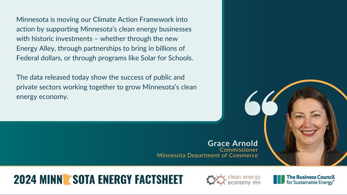 💡Expert insights: @MNCommerce Commissioner Grace Arnold highlights the work her department is doing to facilitate the #CleanEnergy transition — and build a vibrant carbon-zero economy.