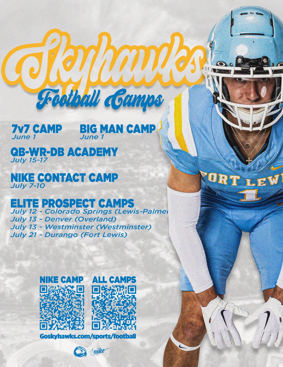 Camp season is right around the corner! Come work with our coaches and experience Durango this summer🌄🏕️🏈 goskyhawks.com/sports/2021/6/…