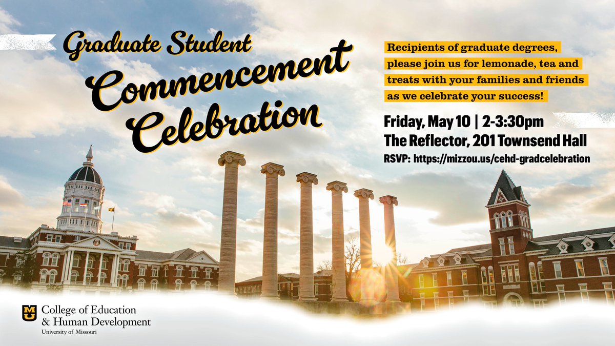 🎓 Big Announcement! The CEHD Spring Graduation Bash on Friday, May 10th, starting at 2:00 PM will be at the Reflector this year. We will see you there! 🎉 #CEHD #GraduationCelebration #Milestone