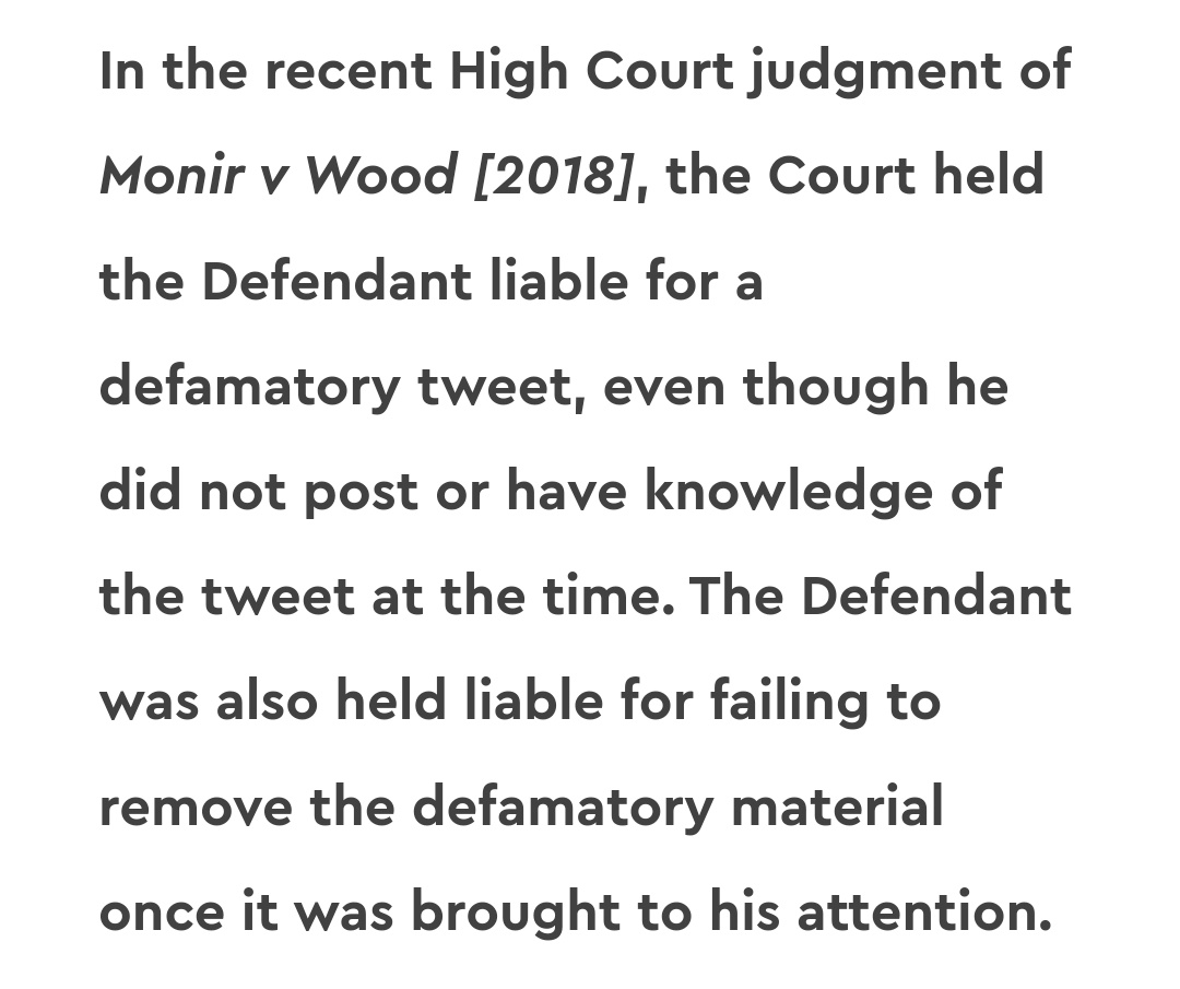 I learned something new today. I felt it appropriate to read up on some stuff. 

#law #uklaw #Defamation

kingsleynapley.co.uk/insights/blogs…