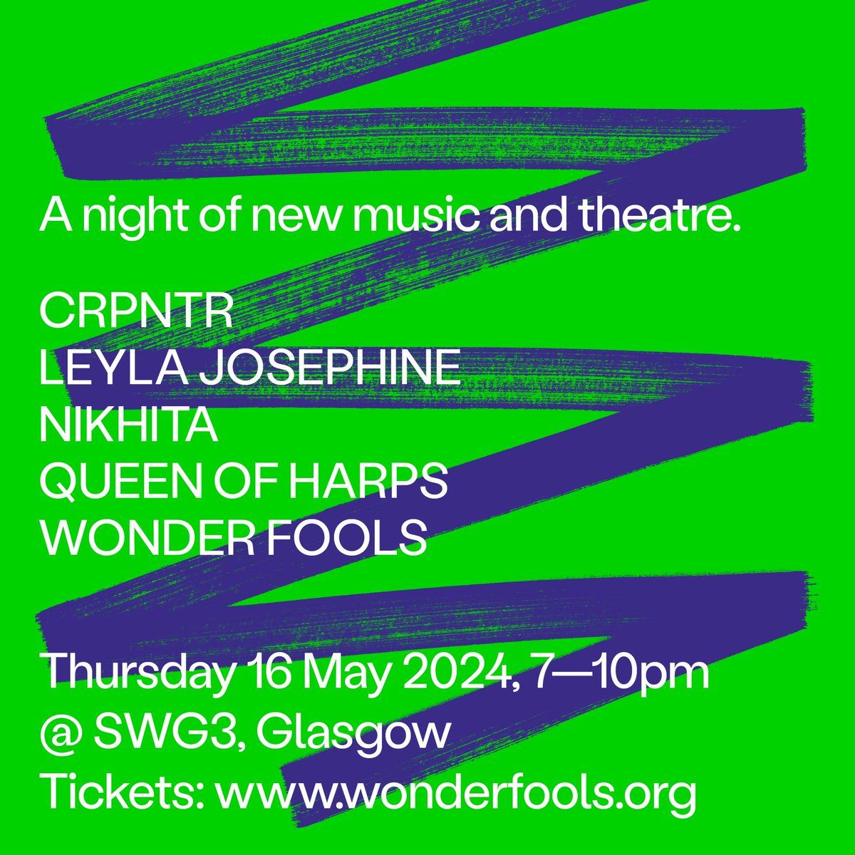 2. Following the big reveal, immerse yourself with new music & theatre from our favourite artists including, CRPNTR; Leyla Josephine; Nikhita; & Queen of Harps with a scratch performance of Wonder Fools' newest piece - Òran by Owen Sutcliffe. 💛 🎟️: tickettailor.com/events/wonderf…