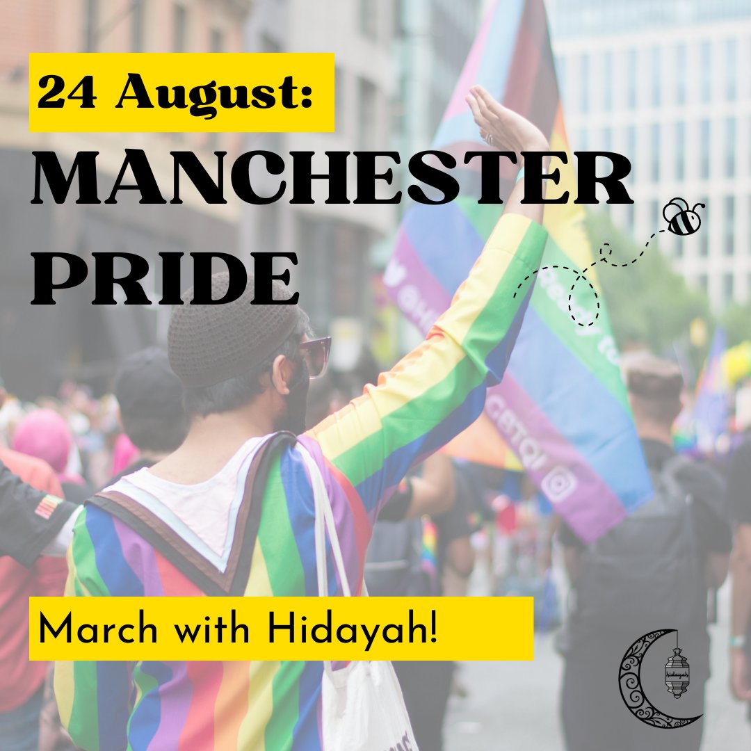 For the third year running, we are marching at @manchesterpride 🥳🏳️‍🌈 Join us on Saturday 24 August to march in the parade, followed by dinner afterwards and a chance celebrate #QueerMuslimJoy 🧡 For full details and to sign up follow this link: tr.ee/ZCOyZ_0ynz