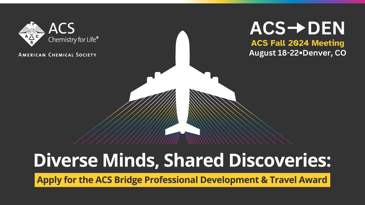 Applications for the #ACSBridge Travel Award are now open!✈️ This award offers up to $2,000 to students from historically marginalized groups in the chemical sciences to attend the #ACSFall2024 Meeting. Don't miss out! Apply today: ow.ly/GJaw50Ru0MF #GradStudent #Undergrad